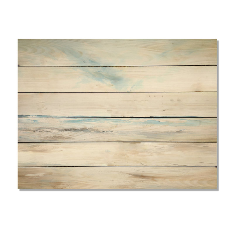 Paysage côtier minimaliste I - océan côtier, art mural sur bois de pin naturel, H 30 po x l 40 po