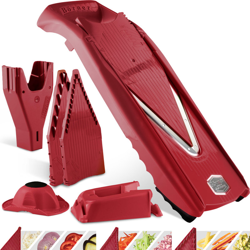 Borner V-5 Power Line Mandoline, Professional Set, Red, Red