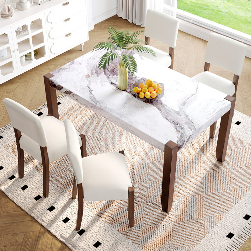 Ensemble de table de salle à manger 5 pièces pour 4, Blanc