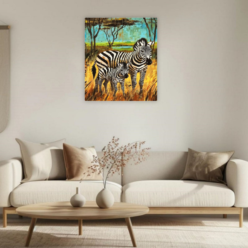 Art mural 24 po x 36 po Zebra Family