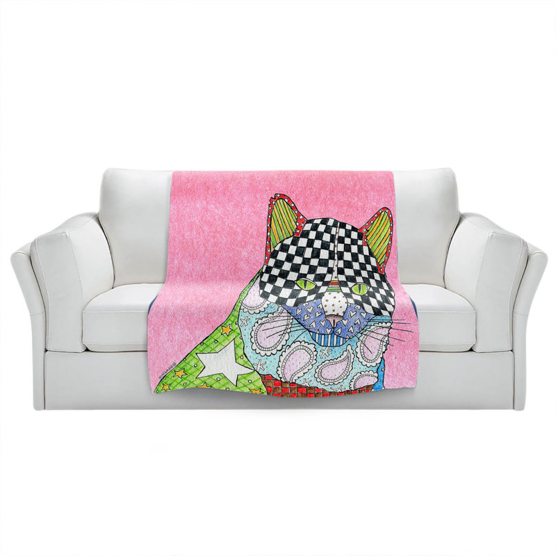  Couverture chat melon d'eau, 68 po x 80 po, Rose clair
