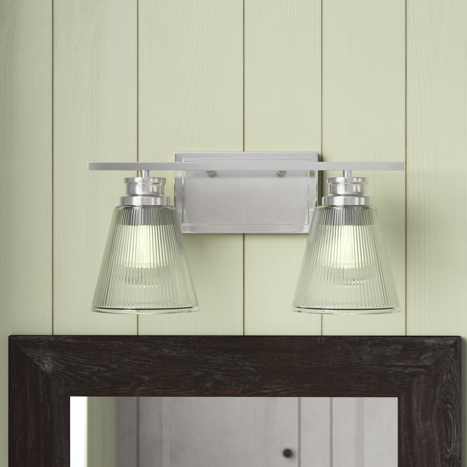 Orsina 2 Light Ribbed Dimmable Vanity Light, Brushed Nickel