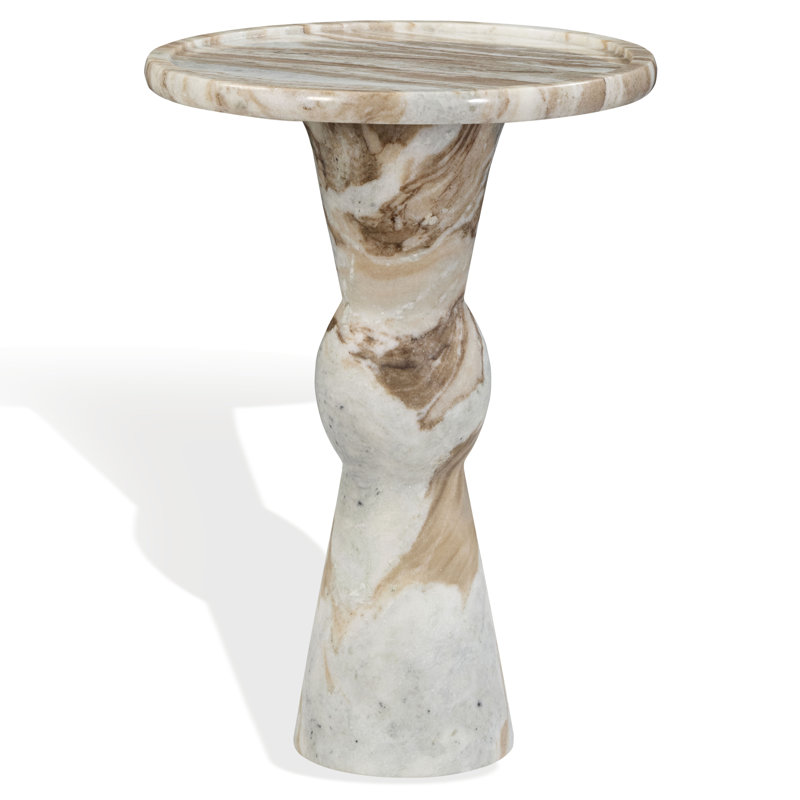 Table d'appoint ronde en marbre Zuria, Blanc / Brun