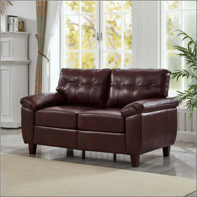 Loveseat Modern Design Faux Leather Couch,Living Room Sofa With Storage,Big Armrest Sofa,Upholstered Breathable PU Leather Sofa
