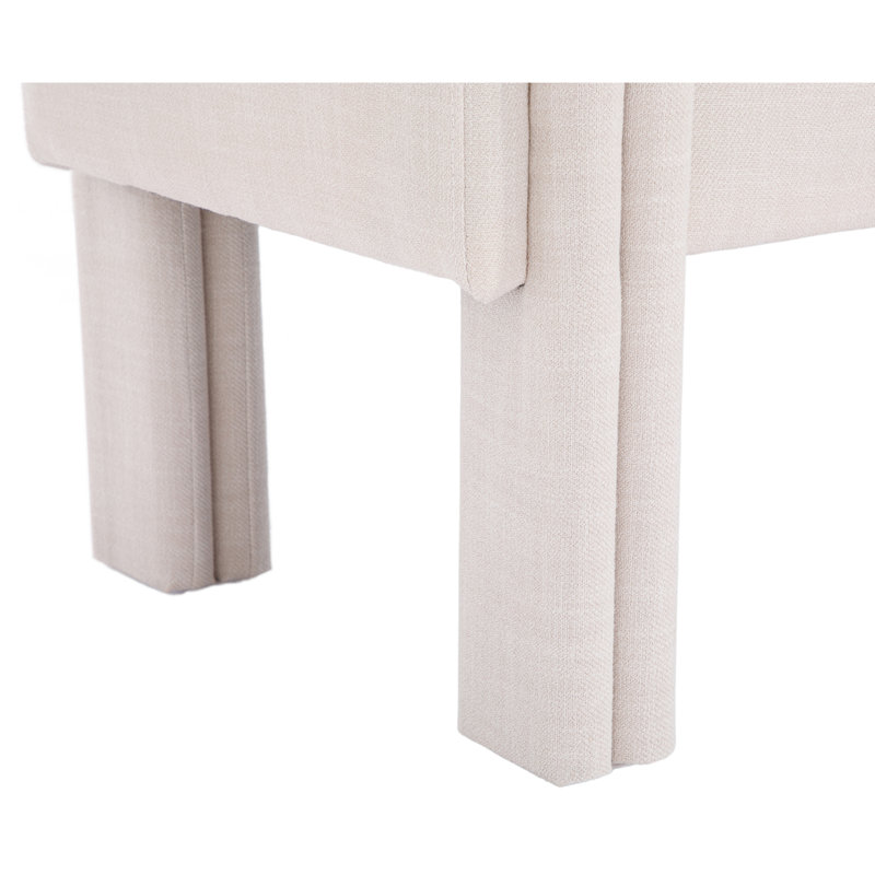 54"W Modern Upholstered Polyester Fiber Bench, Beige