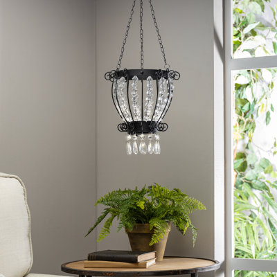 Elegant 22.83 In Battery Operated Metal Crystal Lamp