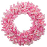 Pre-Lit Flocked Pine Artificial Christmas Wreath - 24" - Clear Lights