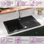 Évier de cuisine vidaXL en granit simple avec égouttoir réversible noir-119893014
