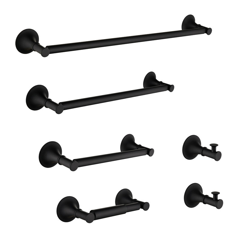 Ensemble de 6 serviettes en laiton pour salle de bain, Noir