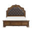 Lit de style formel et élégant avec tête de lit tapissier brun foncé et mobilier de chambre à coucher traditionnel en bois sculpté complexe 1pc-415539296