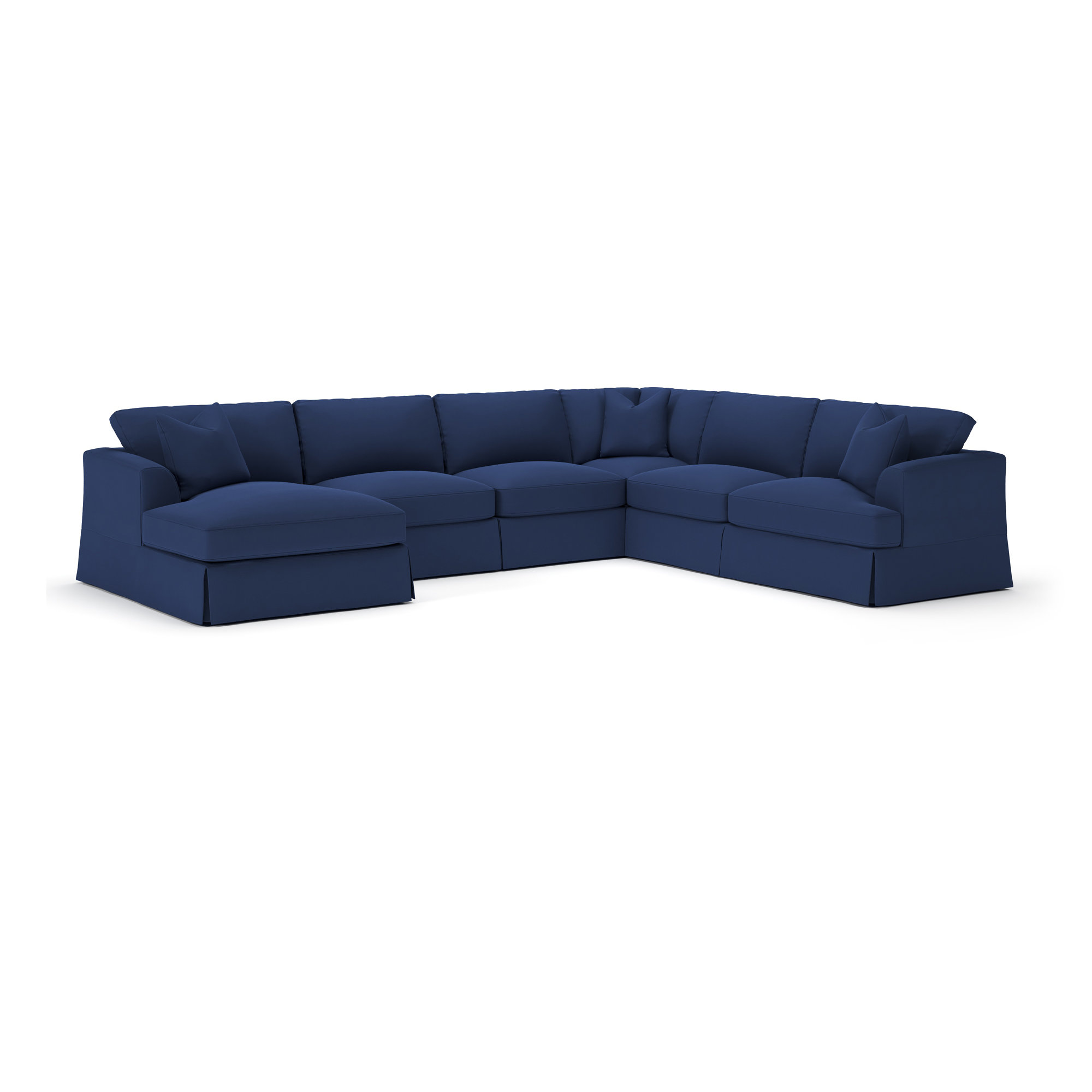 Lucia 5 - Piece Slipcovered Sectional, Canvas Navy Sunbrella® Canvas, Left Hand Facing