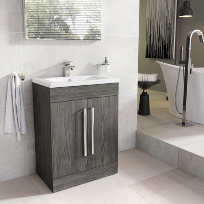 Whitfield 600 mm Freestanding Single Vanity with Integrated Glass Basin