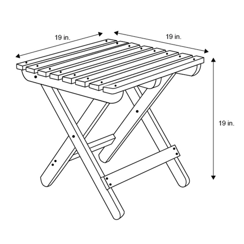  Table d'appoint carrée pliante d'extérieur Grandview assemblée, Naturel