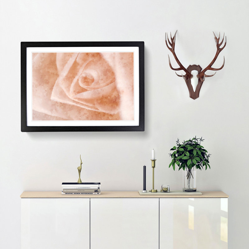 Light Pink Rose - Picture Frame Graphic Art Print, 24cm H x 33cm W x 2cm D, Black Framed