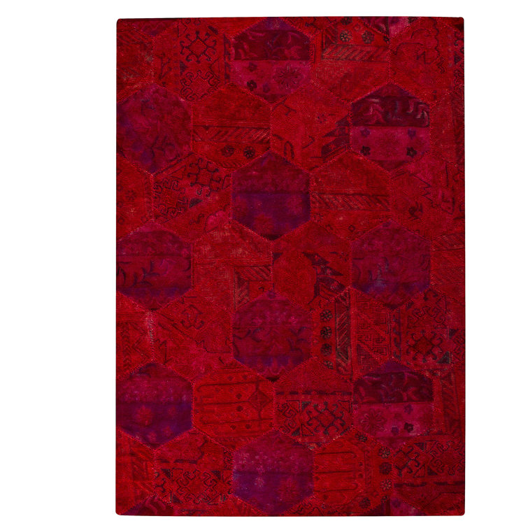 Tapis décoratif rouge en laine Touffeté à la main Druitt