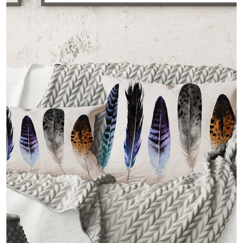 Plume carrée et colorée Boho Feathers II - imprimé bohémien et éclectique, 18" x 18"