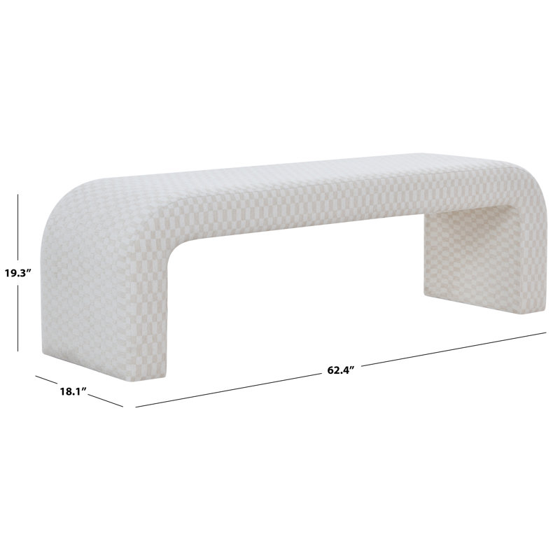 Banc rembourré Daine, Taupe Checkered Linen