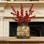 Vase de maison de campagne avec lumières DEL et fleurs artificielles - Pot de fleurs rustique fait à la main