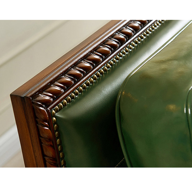 Fauteuil en cuir de vache American, Cuir véritable vert
