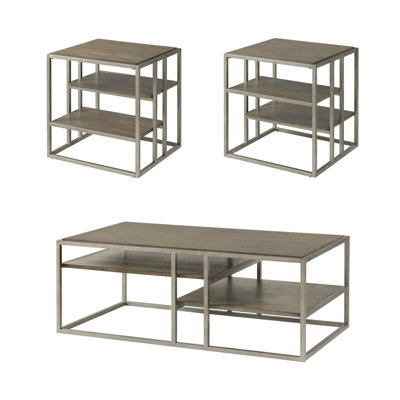Ensemble de 3 tables basses et 2 tables de bout en bois