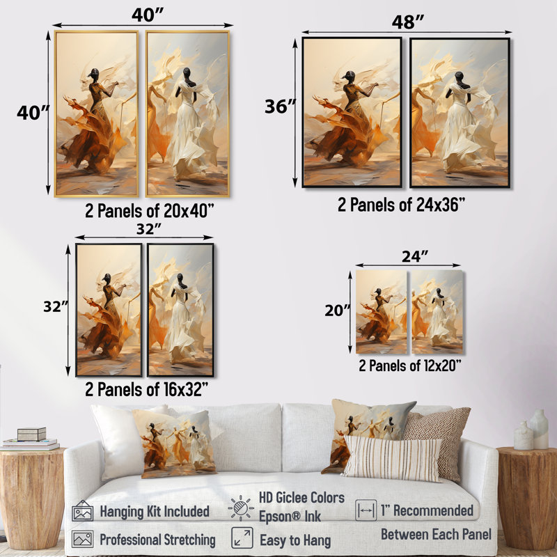 Bridger - ensemble de 2 reproductions d'art sur toile, H 32 po x l 32 po, Impression encadrée flottante, Noir