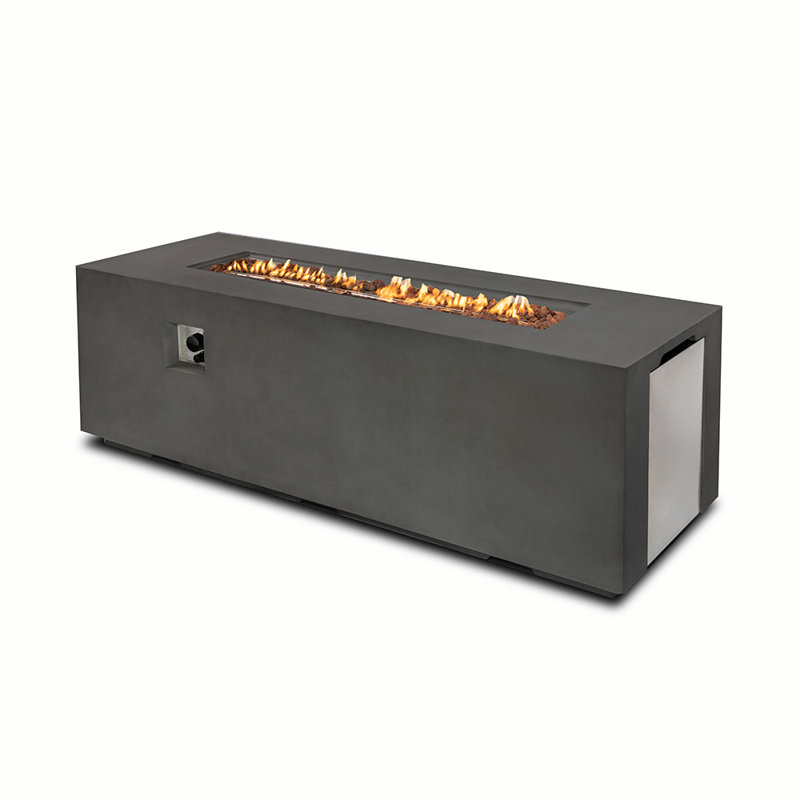 Rectangle 60000BTU Large Patio Propane Fire Pit Table, Dark Gray