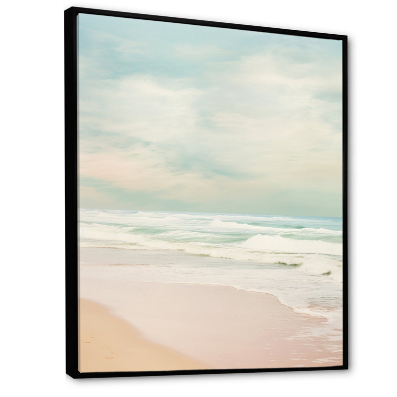 Minimalisme, plage, paysage, impression sur toile, H 20 po x l 12 po, Cadre flottant noir