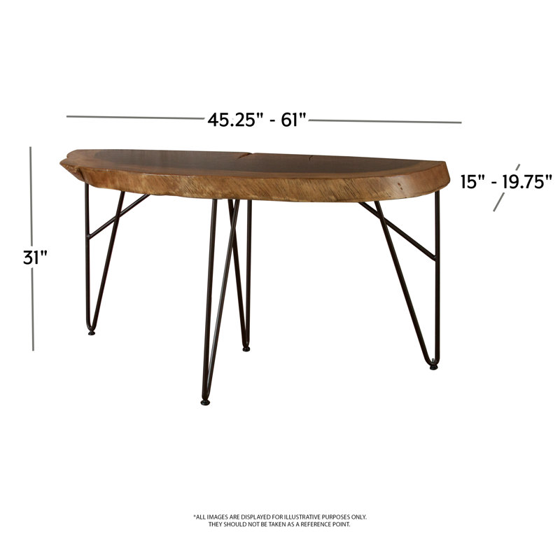 Dashrath 61'' Solid Wood Top Console Table