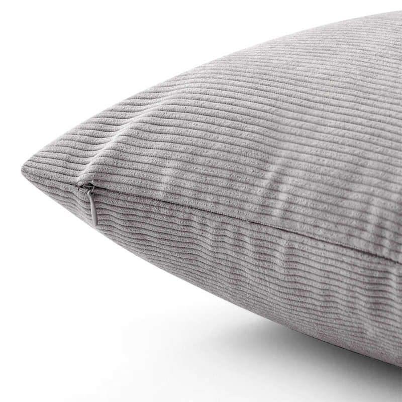 Striped Crushed Velvet Cushion Cover (Set Of 2) , Silver