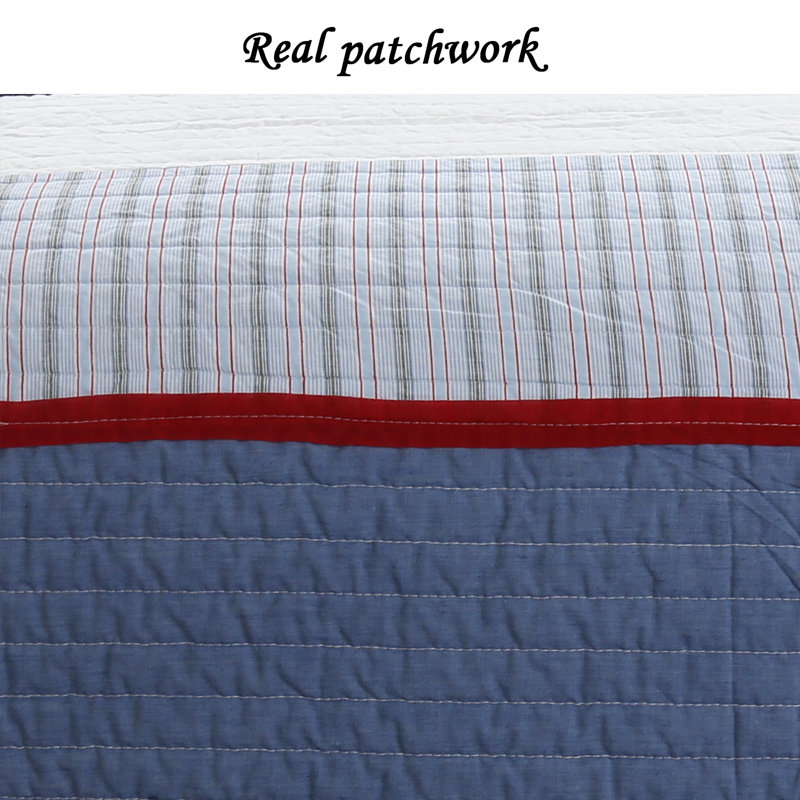 Cotton Striped Quilt, Twin Quilt + 1 Standard Sham