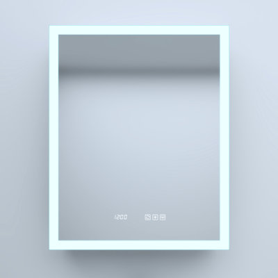 24 In. W X 30 H Silver Aluminum Surface Mount Medicine Cabinet With Mirror, Led, Clock, High - Definition Auto Sensing Top , Adjustable Shelves Cabinet, Density Led Strips, Silent Hinges,
