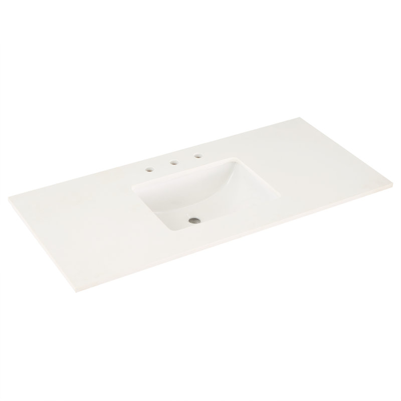 Markham 48'' W Single Vanity, Midnight Black, White Quartz, Satin Brass