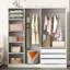 Armoire de rangement sans porte en bois pour chambre à coucher avec tablettes et 3 tiroirs-116683542
