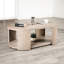 Table basse ovale moderne, en bois d'ingénierie, fini chêne, 71 cm de largeur, rangement ouvert, design monobloc, placage, 127 cm de largeur, structure en bois d'hévéa