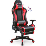 Fauteuil de jeu et de course inclinable et ergonomique en cuir synthétique avec haut-parleurs intégrés et repose-pieds GTPLAYER