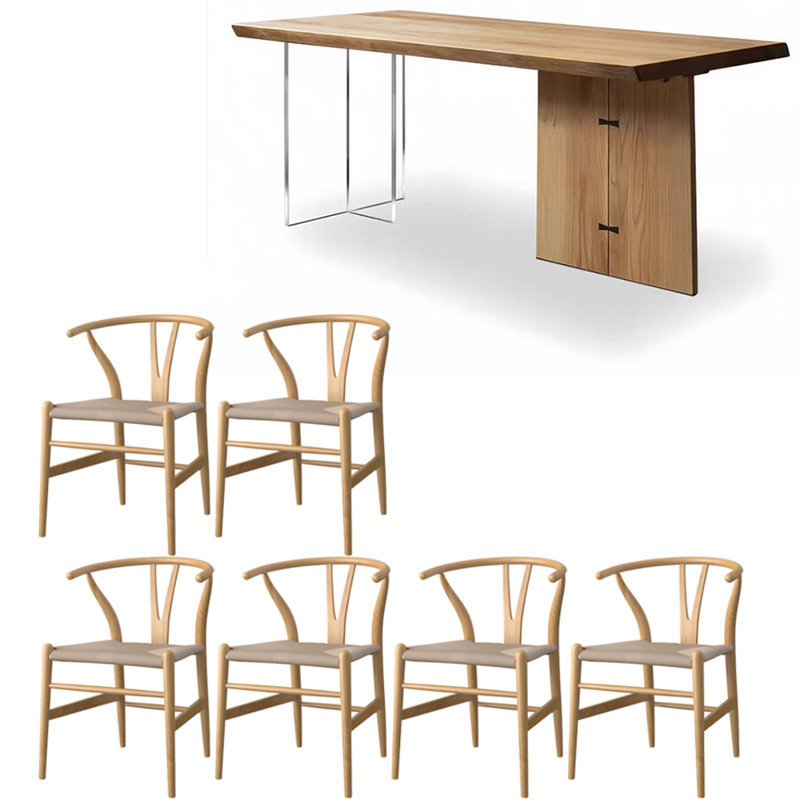 Ensemble de table à manger moderne simple en bois massif et acrylique, H 29,5 po x L 70,8 po x l 31,4 po