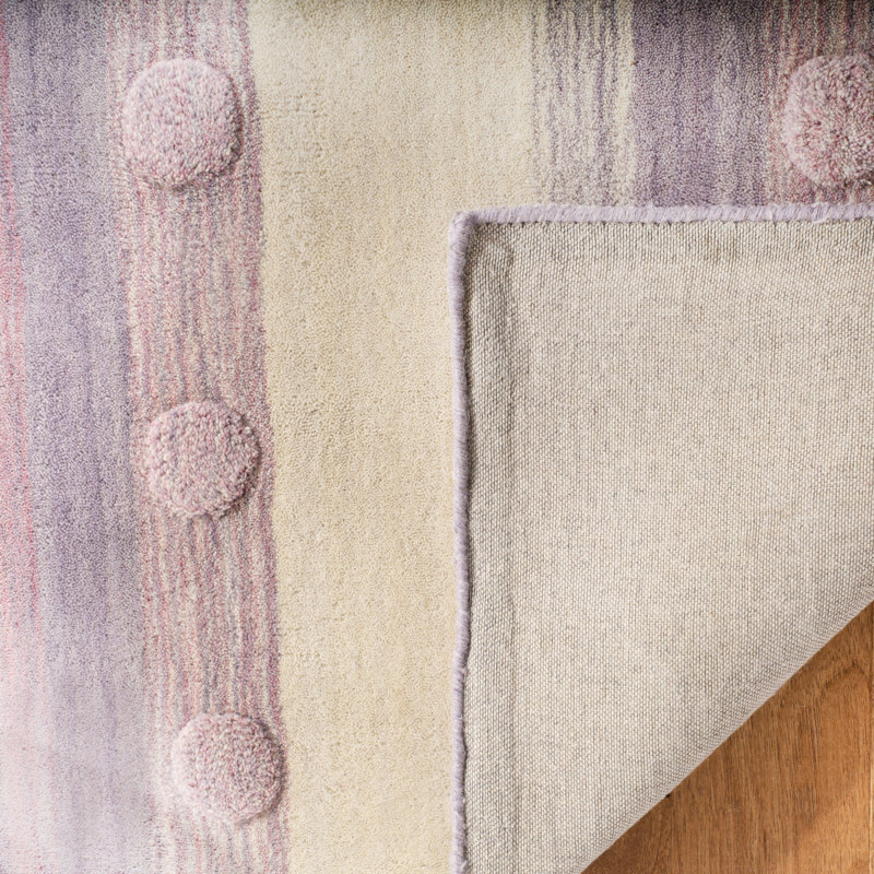 Tapis mauve clair en laine tissé à la main à plat Gosselin, Rectangle 3 pi x 5 pi