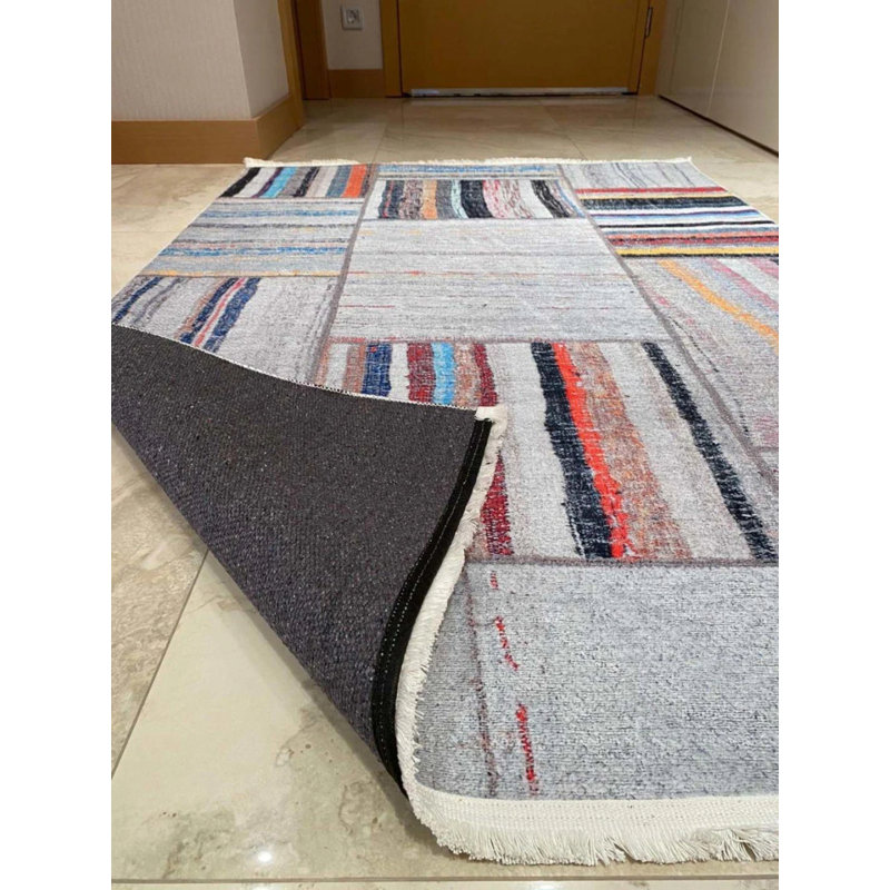 Tapis en coton avec envers antidérapant Lanney, Rectangle 3 pi 3 po x 5 pi 11 po