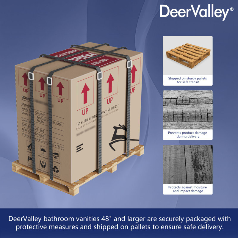 DeerValley White 48" Freestanding Bathroom Vanity with Ceramic Sink