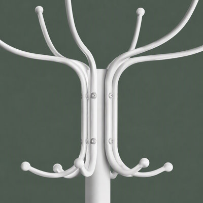 Coat Rack with 12 Hooks & Umbrella Holder, Freestanding Hall Tree for Entryway