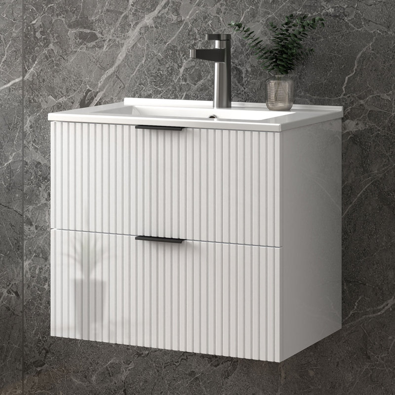 600mm Single Bathroom Vanity with Integrated Ceramic Basin