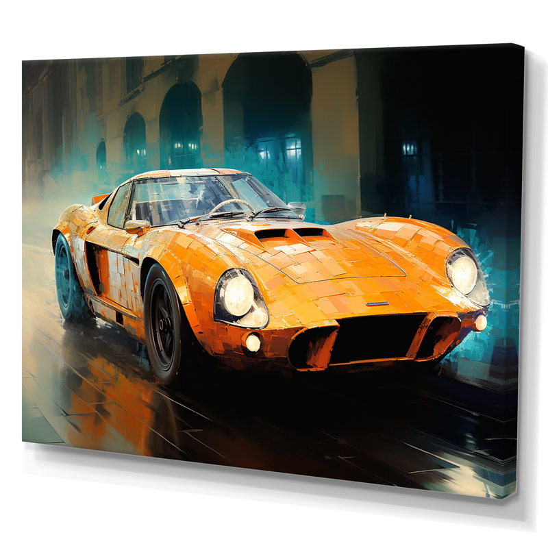 Grand prix, voiture de sport rétro sur toile, H 16 po x l 32 po x P 1 po, Toile tendue
