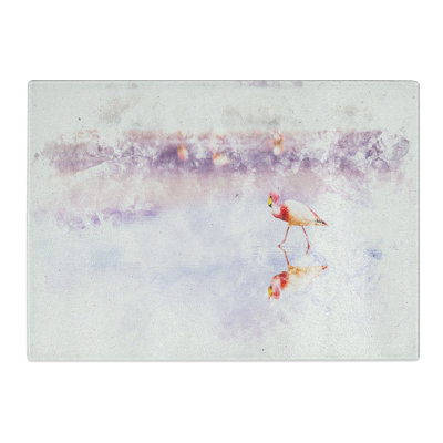 Tempered Glass Flamingo Reflection Chopping Board