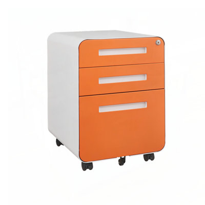 Classeur mobile arrondi à 3 tiroirs, rangement multifonctionnel pour dossiers de format lettre juridique A4 avec boîte à crayons, conception anti-basculement à 5 roues