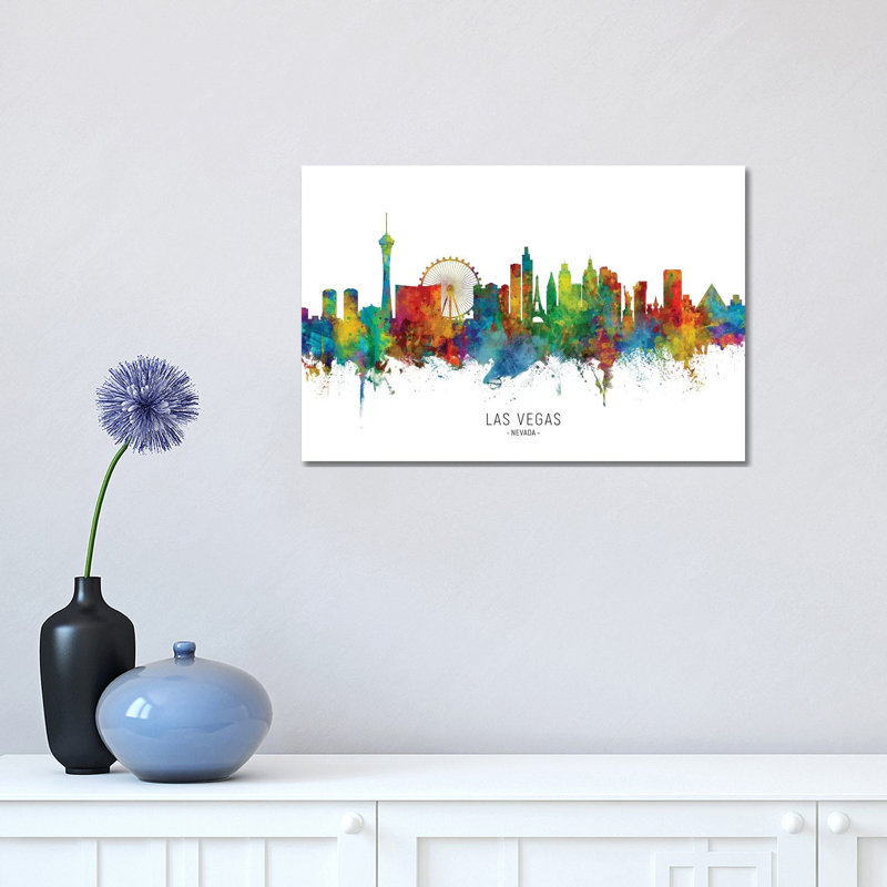 «Las Vegas Nevada Skyline» par Michael Tompsett, impression sur toile tendue, H 12 po x l 18 po x 1,5 po