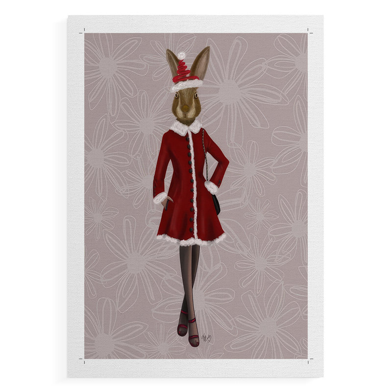 Christmas Christmas Fashion Bunny - Impression sur toile seulement - NON CADRE, H 36 po x l 24 po