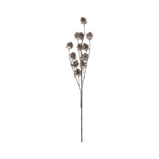 Plastic Pinecone Stem With Glitter