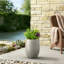 Grand pot de fleurs d'extérieur rond en béton gris l 12,5 po x H 16,5 po avec trou de drainage