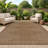 Geometric Sand/Natural Easy-Care Jute-Style Indoor/Outdoor Flat Woven Area Rug-472426837-483164751