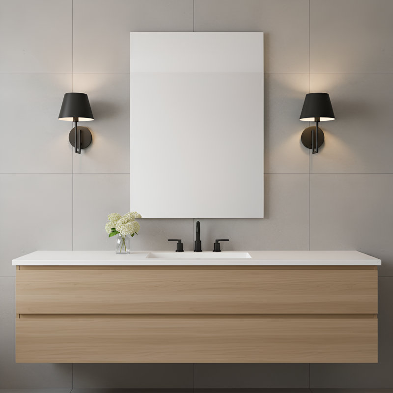 Ender 1 Light Bathroom Bedroom Wall Fixture With Brushed Nickel Shade, Midnight Black